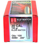 50699 Hornady 30951 ELD Match 30 Cal .308 195 gr Extremely Low Drag Match 100 Per Box/ 15 Case