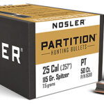 51304 Nosler 16318 Partition 25 Cal .257 115 gr Spitzer/ 50 Per Box