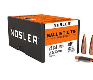 Nosler 39526 Ballistic Tip  22 Cal .224 55 gr Spitzer Point/ 100 Per Box