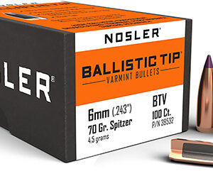 Nosler 39532 Ballistic Tip  6mm .243 70 gr Spitzer Point/ 100 Per Box