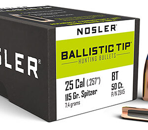 Nosler 25115 Ballistic Tip  25 Cal .257 115 gr Spitzer Point/ 50 Per Box