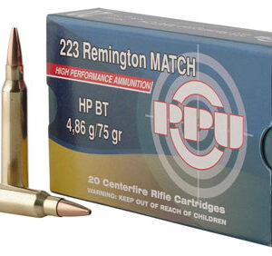 PPU PPM2232 Match  223 Rem 75 gr Hollow Point Boat Tail 20 Per Box/ 50 Case
