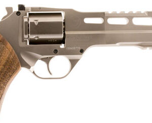Chiappa Firearms 340224 Rhino 60DS  Small Frame 357 Mag 6 Shot, 6" Nickel-Plated Steel Vent Rib Barrel & Cylinder, Nickel-Plated Aluminum Frame, Walnut Grip, Concealed Hammer