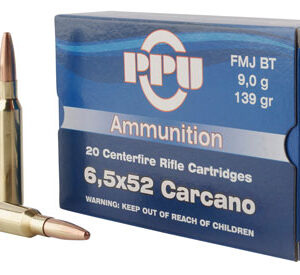 PPU PP6CF Metric Rifle  6.5x52mm Carcano 139 gr Full Metal Jacket Boat Tail 20 Per Box/ 10 Case