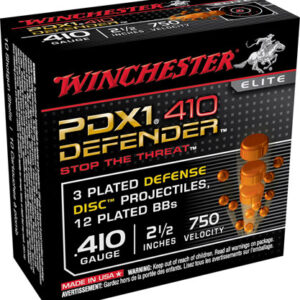 Winchester Ammo S410PDX1 PDX1 Defender  410 Gauge 2.50" 3 Defense Discs 12 BBs Shot 10 Per Bx/ 10 Case