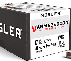 Nosler 17205 Varmageddon  17 Cal .172 20 gr Flat Base Hollow Point/ 100 Per Box