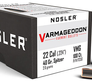 Nosler 17230 Varmageddon  22 Cal .224 40 gr Flat Base Tipped/ 100 Per Box