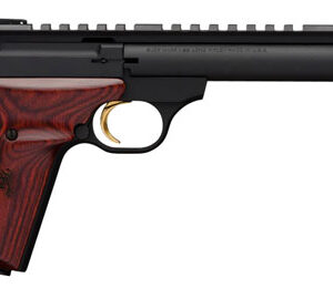Browning 051527490 Buck Mark Field Target SR 22 LR 10+1 5.50" Threaded Barrel, Matte Black Serrated Steel, Optic Ready Slide & Aluminum Frame Laminate Cocobolo Grip