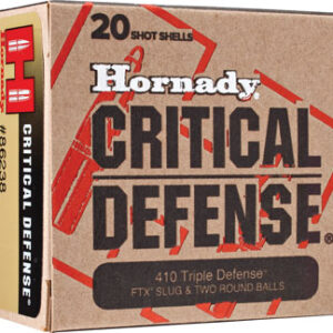 Hornady 86238 Critical Defense Triple Defense 410 Gauge 2.50" 2 Round Balls 1 FTX Slug 20 Per Box/ 10 Case