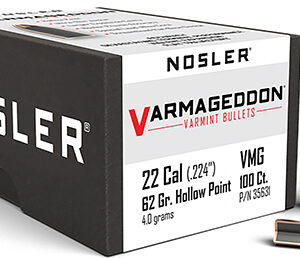 Nosler 35631 Varmageddon  22 Cal .224 62 gr Flat Base Hollow Point/ 100 Per Box
