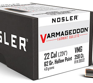 Nosler 36522 Varmageddon  22 Cal .224 62 gr Flat Base Hollow Point/ 250 Per Box