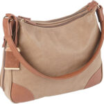 95831 Bulldog BDP014 Hobo Purse w/Holster Taupe w/Tan Trim Leather for Small Autos & Revolvers Ambidextrous Hand