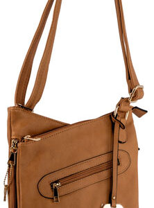 Bulldog BDP032 Cross Body Purse w/Holster Tan Leather for Small Autos & Revolvers Ambidextrous Hand