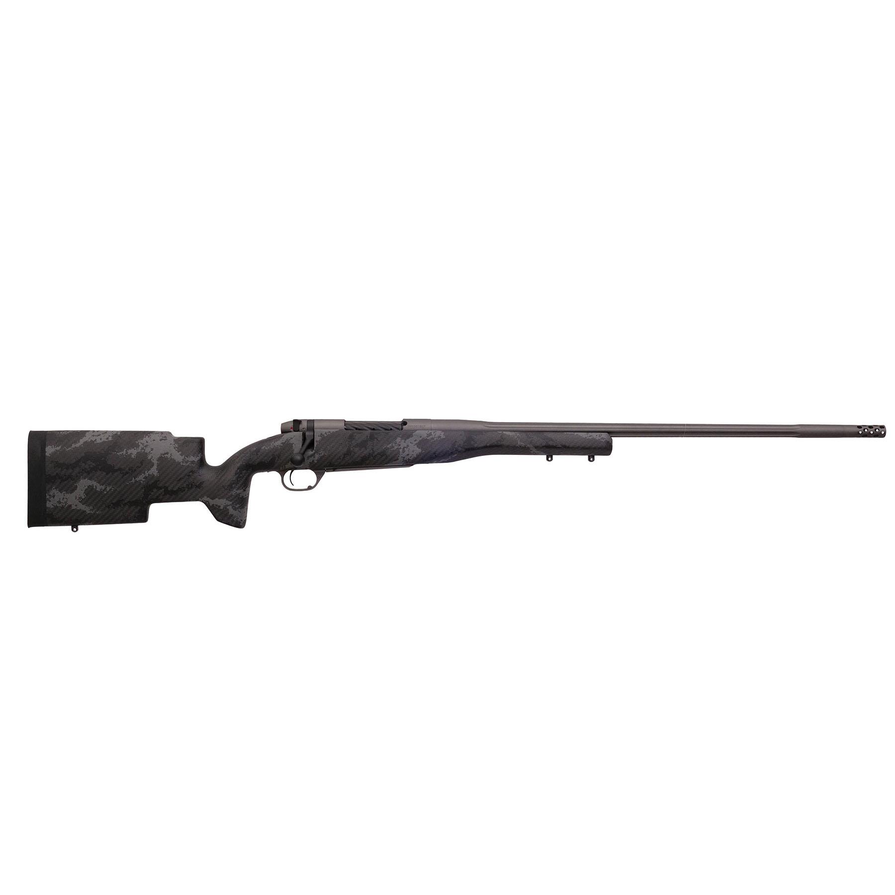 Weatherby MKV Accumark Pro 6.5 Creedmoor rifle with carbon-fiber stock, side view