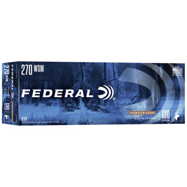 FA270WSME 1 Federal Power-Shok Rifle Ammunition .270 WSM 130 gr SP 3250 fps - 20/box