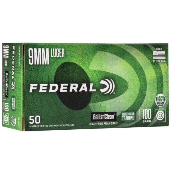 FABC9NT3 Federal Ballisticlean Frangible Handgun Ammuntion 9mm Luger 100 gr RHT 1240 50/ct