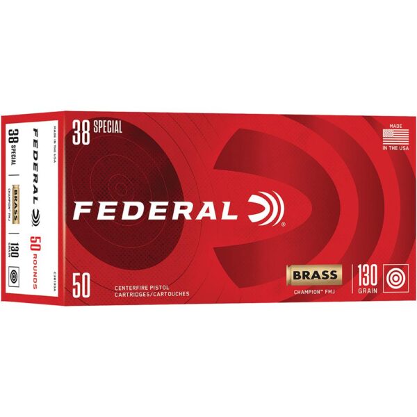 FAC38130A Federal Champion Handgun Ammunition .38 Spl 130gr FMJ 890 fps 50/ct