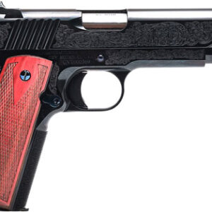 Standard Manufacturing 1911 .45 ACP 5-inch Royal Blue engraved pistol with rosewood grips