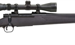 Mossberg Patriot Super Bantam 6.5 Creedmoor youth bolt-action rifle with black synthetic stock and mounted 3-9x40 scope
