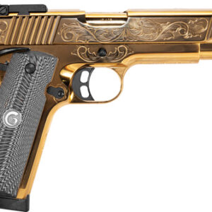Girsan MC1911 Match Lux .45 ACP 5 in gold engraved pistol with black G10 grips