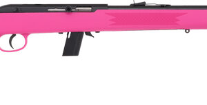 Savage 64F .22 LR semi-automatic rifle pink synthetic stock blued finish grooved receiver