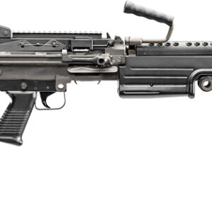 FN M249S 5.56x45mm NATO rifle with 18.5-inch barrel and folding bipod, black finish