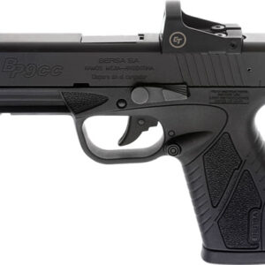 BERSA BP Conceal Carry 9mm compact pistol with Crimson Trace red dot sight, black polymer frame