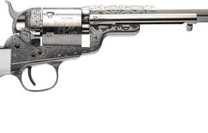 Cimarron 1851 Richards-Mason .38 Special 7.5-inch nickel engraved revolver with poly ivory grips