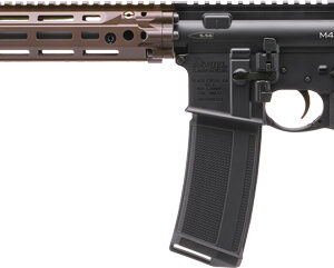 Daniel Defense DD4 M4A1RIII 5.56 NATO rifle side view with FDE 12.5 inch RIS III M-LOK handguard
