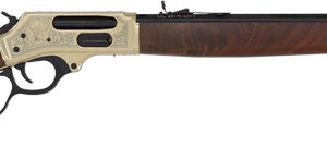 Henry Brass Wildlife Edition Side Gate Rifle .45-70 Government with polished brass engraved receiver and walnut stock