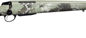 Tikka T3x Lite 300 Win Mag left-hand rifle with Veil Alpine camo synthetic stock and 24.3 inch fluted barrel