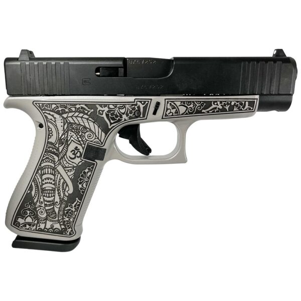 GLPA4850201ELEGRS 1 Glock 48 Custom "Gray Steel Elephant Engraved" Handgun 9mm Luger 10/rd Magazines (2) 4.17" Barrel Austria