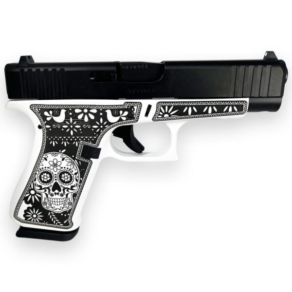 GLPA4850201SSWB 1 Glock 48 Gen 5 Custom "Sugar Skull White & Black" Handgun 9mm Luger 10/rd Magazines (2) 4.17" Barrel Austria