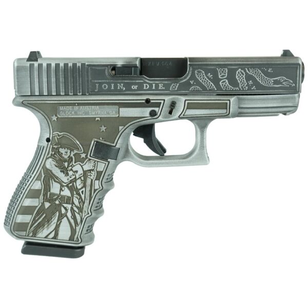 GLPI19502PATRIOT 1 Glock 19 Gen 3 Custom "Live or Die Patriot Gray" Handgun 9mm Luger 15rd Magazines (2) 4" Barrel Austria