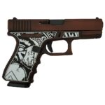 GLPI19502SPTDB right Glock 19 Gen 3 Custom "Spartan Engraved Distressed Bronze" Handgun 9mm Luger 15rd Magazines (2) 4" Barrel Austria