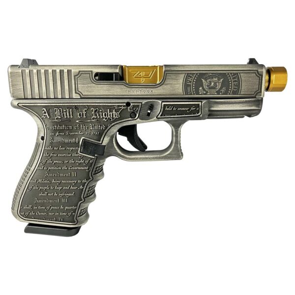 GLPI19502T24GBPl 1 Glock 19 Gen 3 Custom "Trump 2024" Handgun 9mm Luger 15rd Magazines (2) 4.6" Gold Barrel Austria