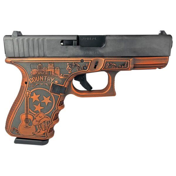 GLPI19502TNODIS 1201 Glock 19 Gen 3 Custom "Tennessee Distressed Orange" Handgun 9mm Luger 15rd Magazines (2) 4.02" Barrel