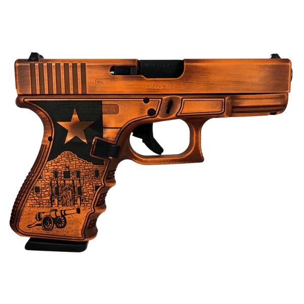 GLPI19502TXO 2 1 2 Glock 19 Gen 3 Custom "Texas Orange" Compact Handgun 9mm Luger 15rd Magazines (2) 4.02" Barrel USA