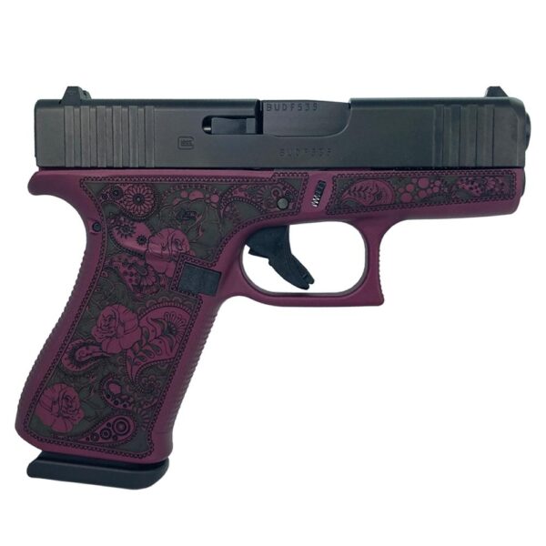 GLPX4350201BCFP Right Glock 43X Custom "Black Cherry Paisley Frame" Subcompact Handgun 9mm Luger 10rd Magazines (2) 3.41" Barrel Black USA