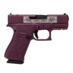 GLPX4350201FRMOSBCFP1 1 Glock 43x MOS Custom "Glock and Roses Full Engraved Black Cherry Frame" Subcompact Handgun 9mm Luger 10rd Magazines (2) 3.41" Barrel Austria