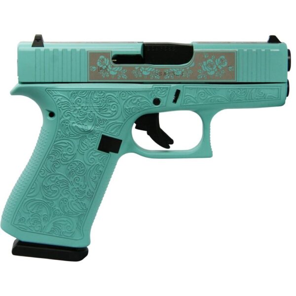 GLPX4350201GRP 2 3 4 Glock 43x Custom "Tiffany Glock & Roses" Subcompact Handgun 9mm Luger 10/rd Magazines (2) 3.41" Engraved Barrel USA