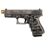 GLUI1950203T24G Glock 19 Gen 3 Custom "Trump 2024" Compact Handgun 9mm Luger 15rd Magazines (2) 4.6" Gold Barrel Crushed Silver Distressed Black USA