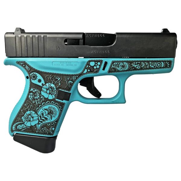 GLUI4350201GRFP 1 Glock 43 Gen 4 Custom "Tiffany and Paisley" Subcompact Handgun 9mm Luger 6/rd Magazines (2) 3.41" Barrel USA