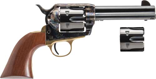 Cimarron Pistolero Revolver 45LC/45 ACP 4.75 inch case-hardened frame blued barrel wood grips