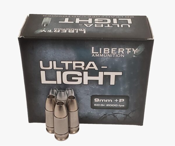 IVLAUL9052 Liberty Ammunition Ultra-Light Ammunition 9mm +P 50 gr. Copper Mono.Frag HP 20/ct