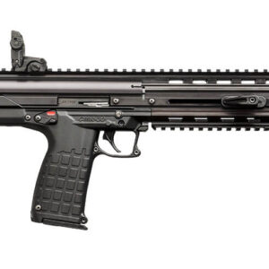 Kel-Tec CMR-30 .22 WMR black carbine with collapsible stock and Magpul flip-up sights
