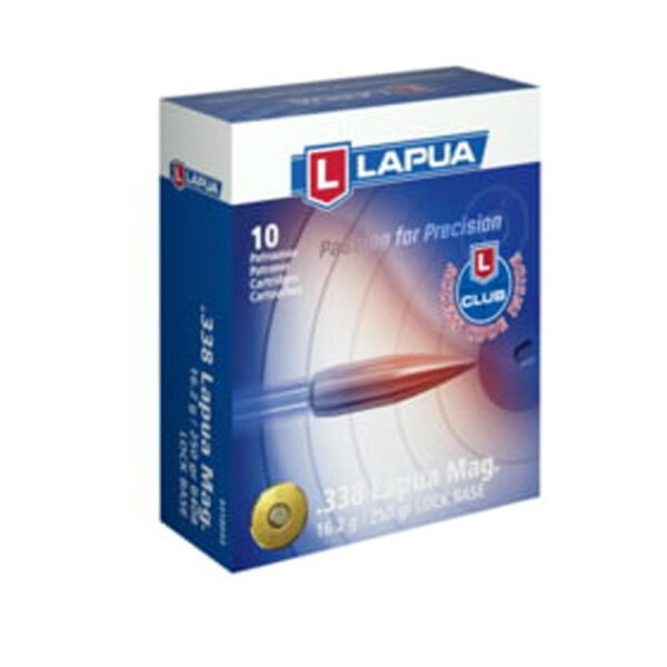 LP4318033 Lapua Rifle Ammo 338 Magnum 250gr Lock Base FMJBT bx/10