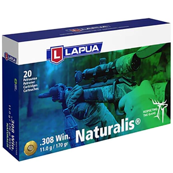 LPN317105 Lapua Naturalis Solid Rifle Ammo 308 Winchester 170gr 2625fps 20/ct