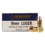 MG9B 1 2 MagTech Handgun Ammunition 9mm Luger 124 gr FMJ 1109 fps 50/ct