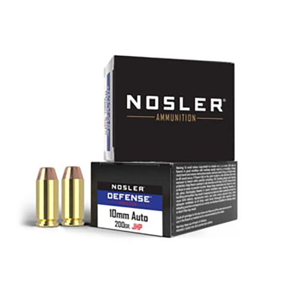 NO39156 Nosler JHP Handgun Defense Ammo 10mm 200gr 20/ct